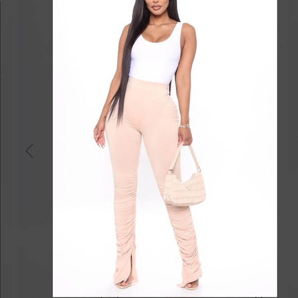 Fashion Nova Pants - Stacked Honey High Rise Pant - Taupe